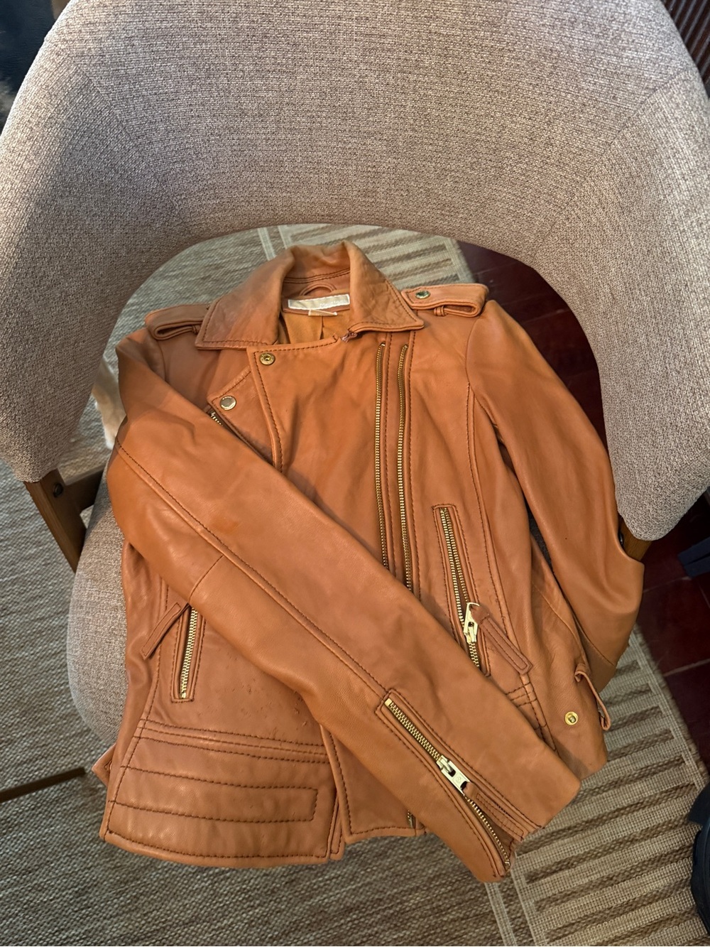 Michael kors Tan Leather Moto Jacket